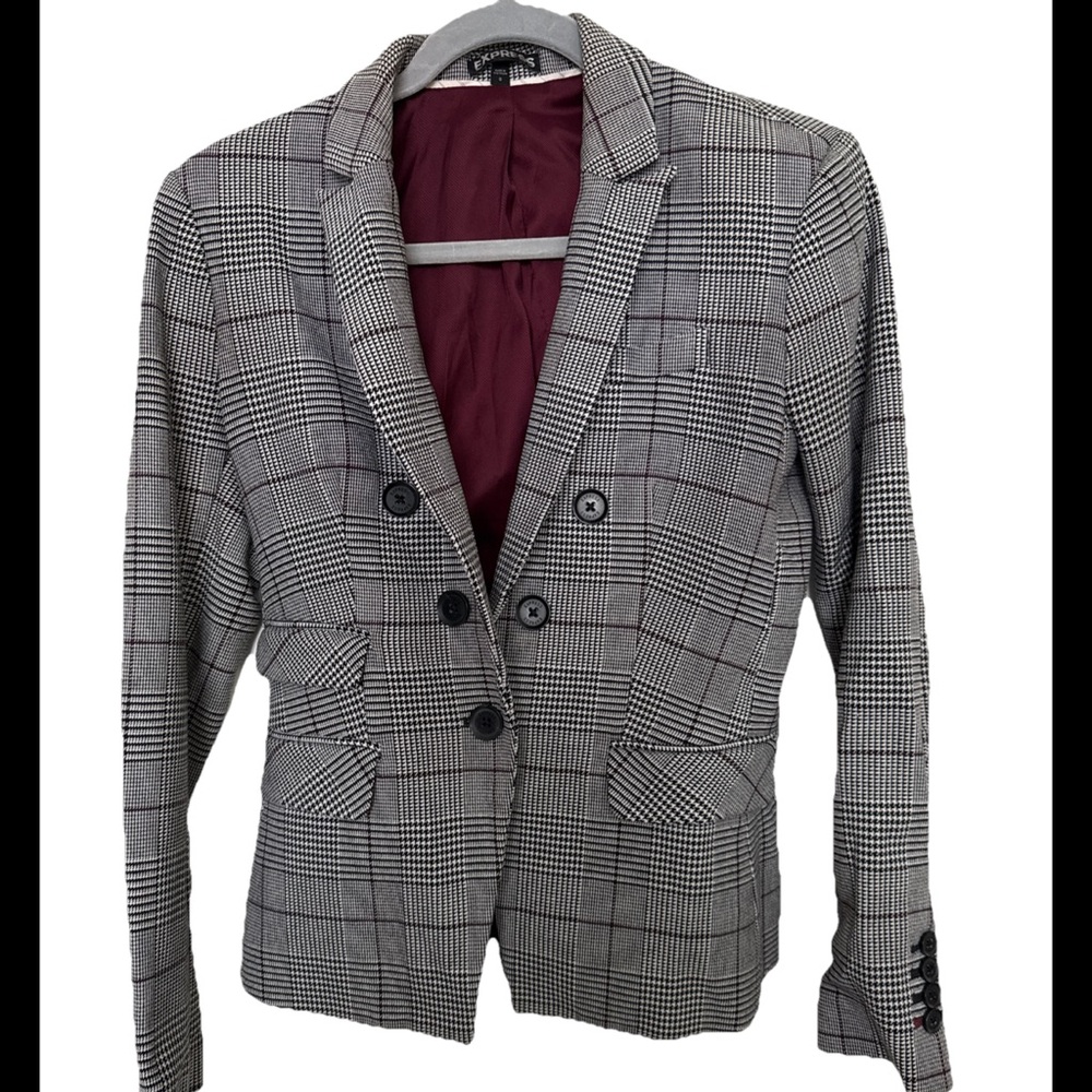 Women’s Express Blazer Size 0 - White Black Red And White Color Stitch